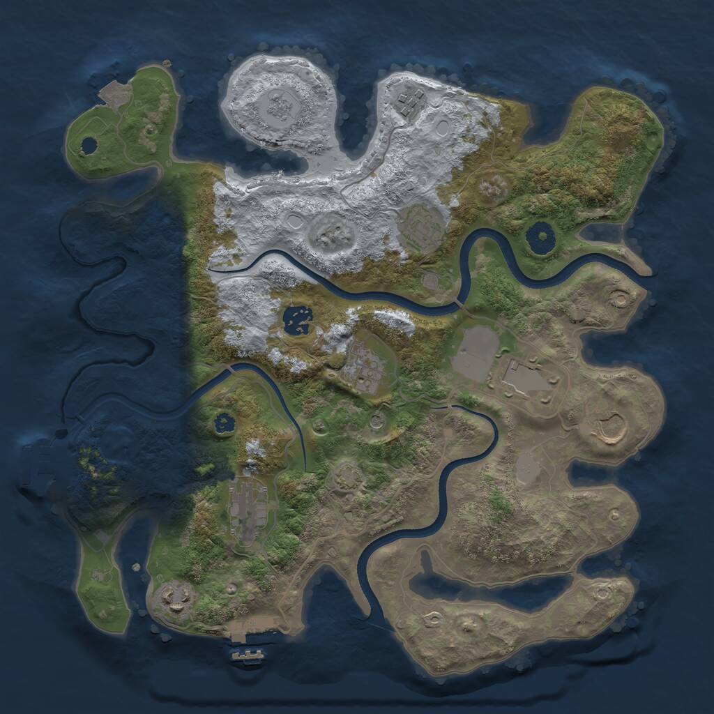 Rust Map: Procedural Map, Size: 3500, Seed: 221824333, 14 Monuments