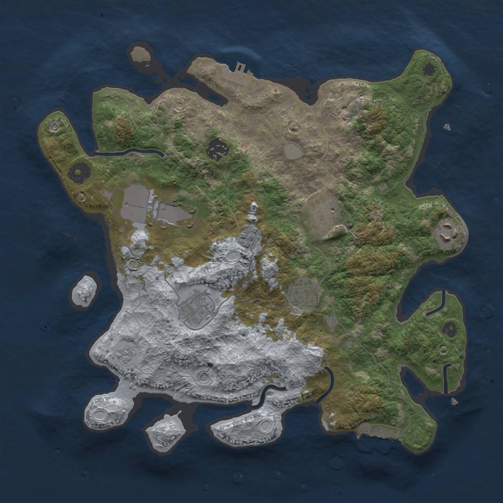 Rust Map: Procedural Map, Size: 3500, Seed: 66324429, 14 Monuments