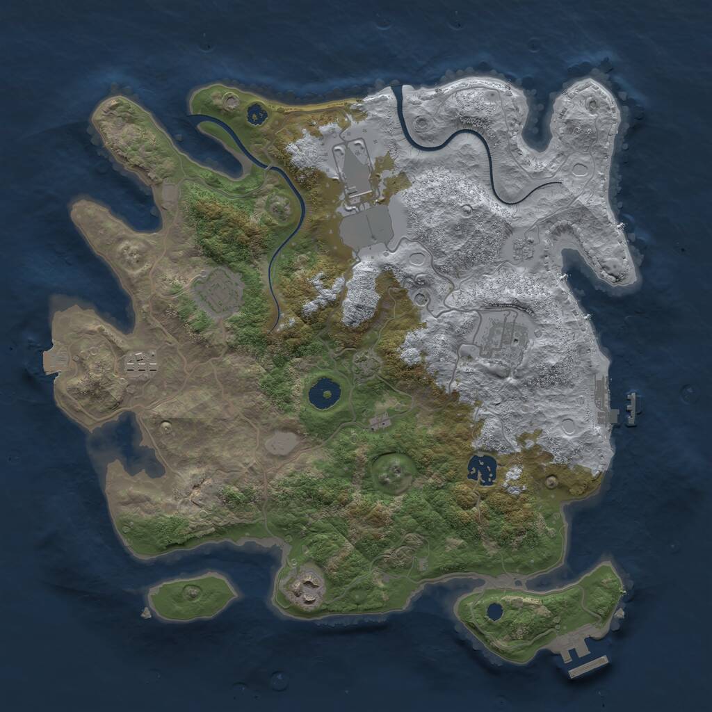 Rust Map: Procedural Map, Size: 3500, Seed: 27667659, 12 Monuments