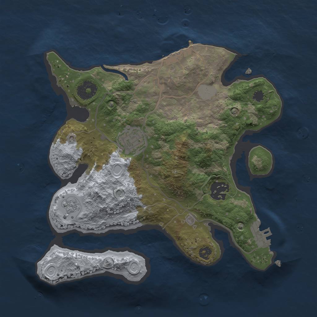Rust Map: Procedural Map, Size: 2500, Seed: 328716091, 8 Monuments