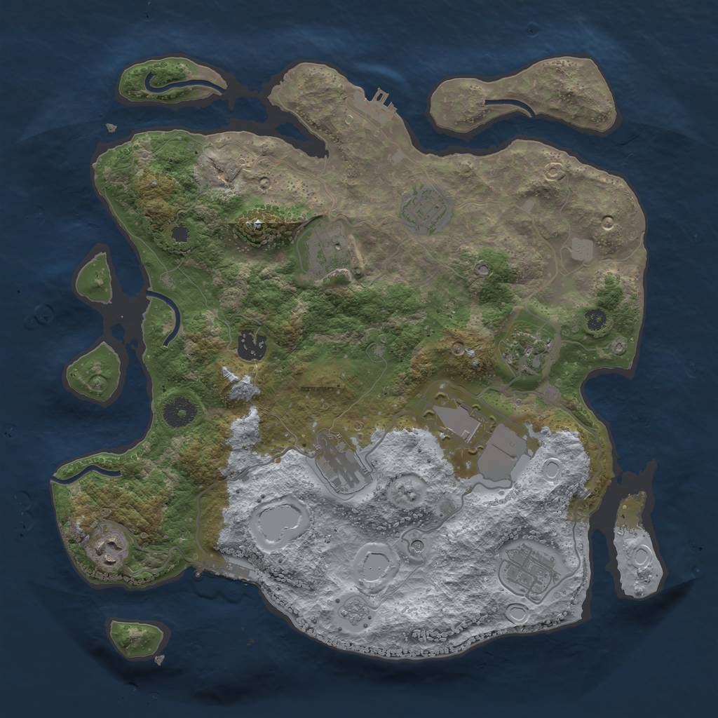 Rust Map: Procedural Map, Size: 3500, Seed: 443973625, 15 Monuments