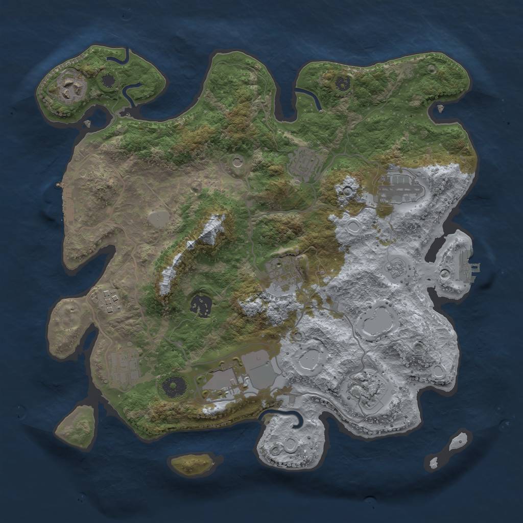 Rust Map: Procedural Map, Size: 3500, Seed: 312391079, 16 Monuments