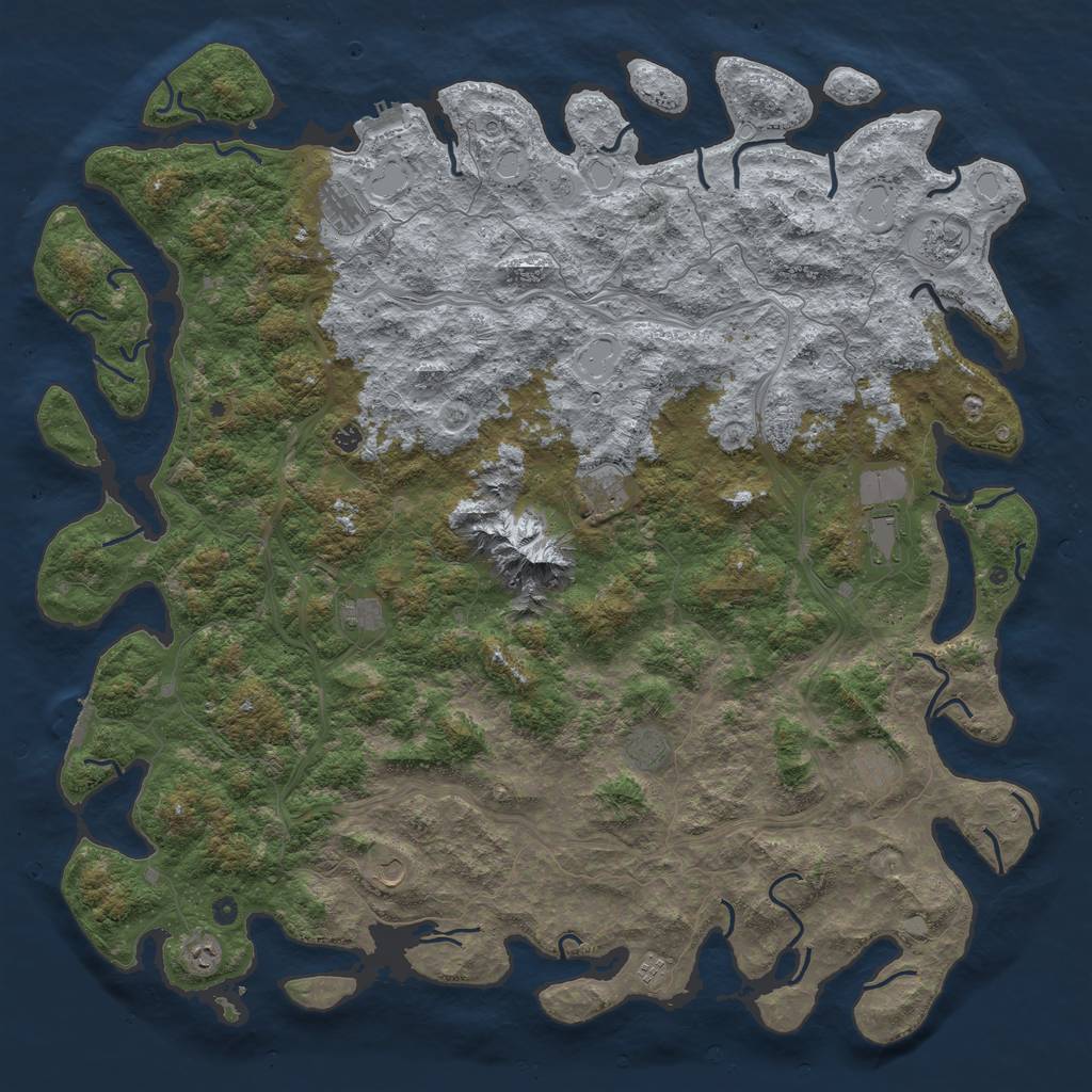 Rust Map: Procedural Map, Size: 6000, Seed: 61913967, 18 Monuments