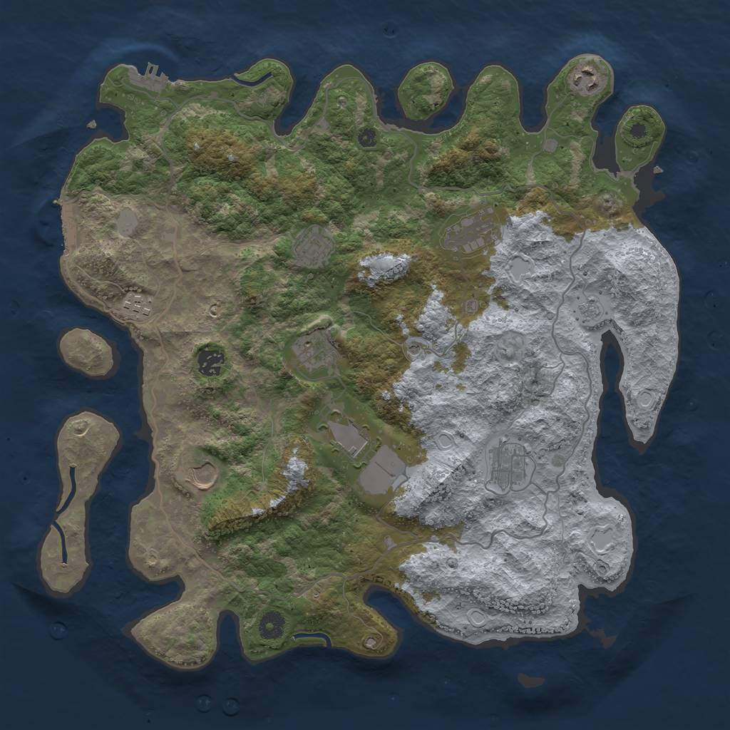 Rust Map: Procedural Map, Size: 4000, Seed: 757534477, 16 Monuments