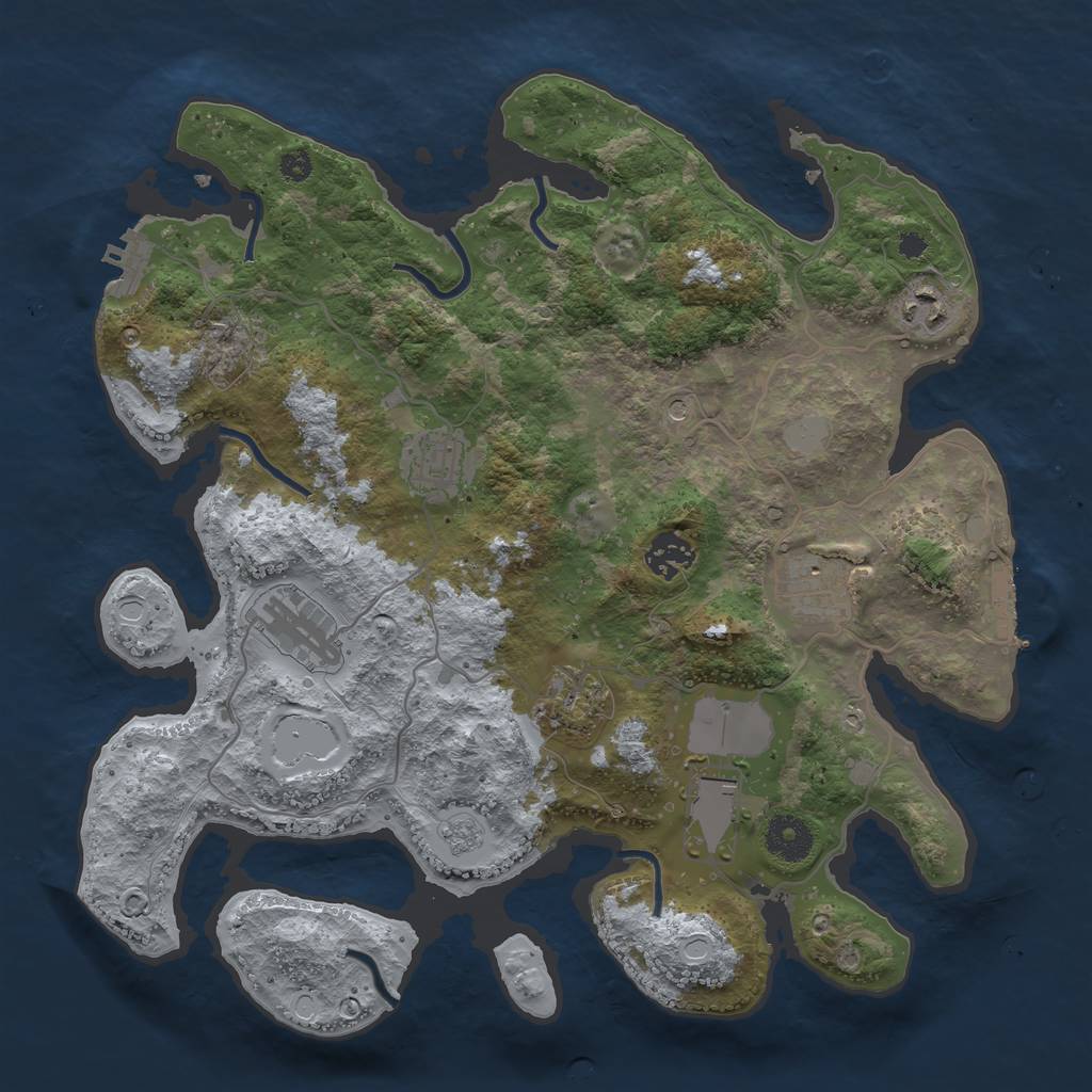 Rust Map: Procedural Map, Size: 3500, Seed: 689611019, 14 Monuments