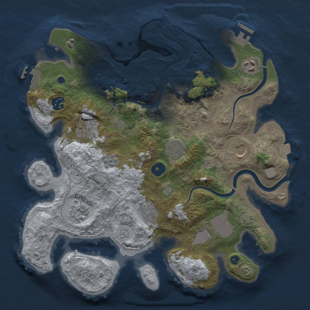 Rust Map: Procedural Map, Size: 3500, Seed: 689611019, 15 Monuments