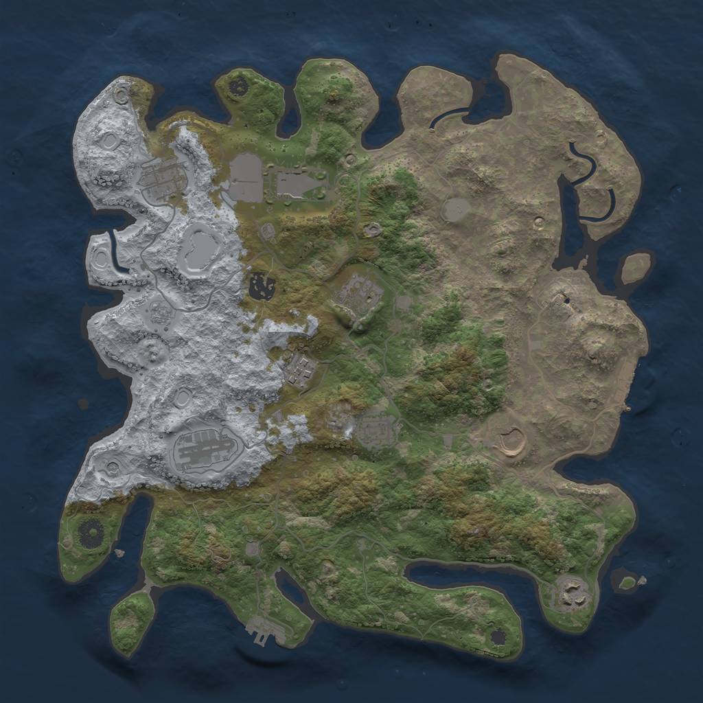 Rust Map: Procedural Map, Size: 3750, Seed: 262538277, 16 Monuments