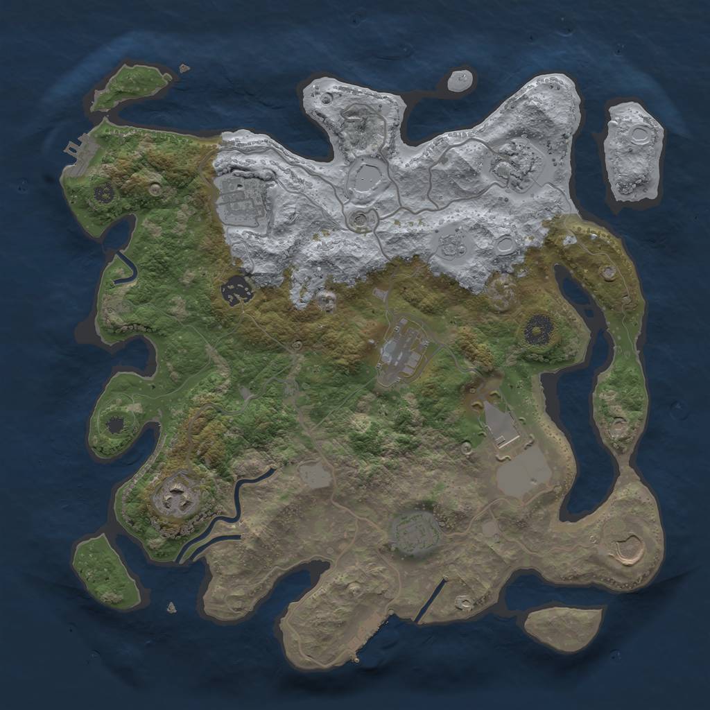 Rust Map: Procedural Map, Size: 3500, Seed: 827565, 15 Monuments