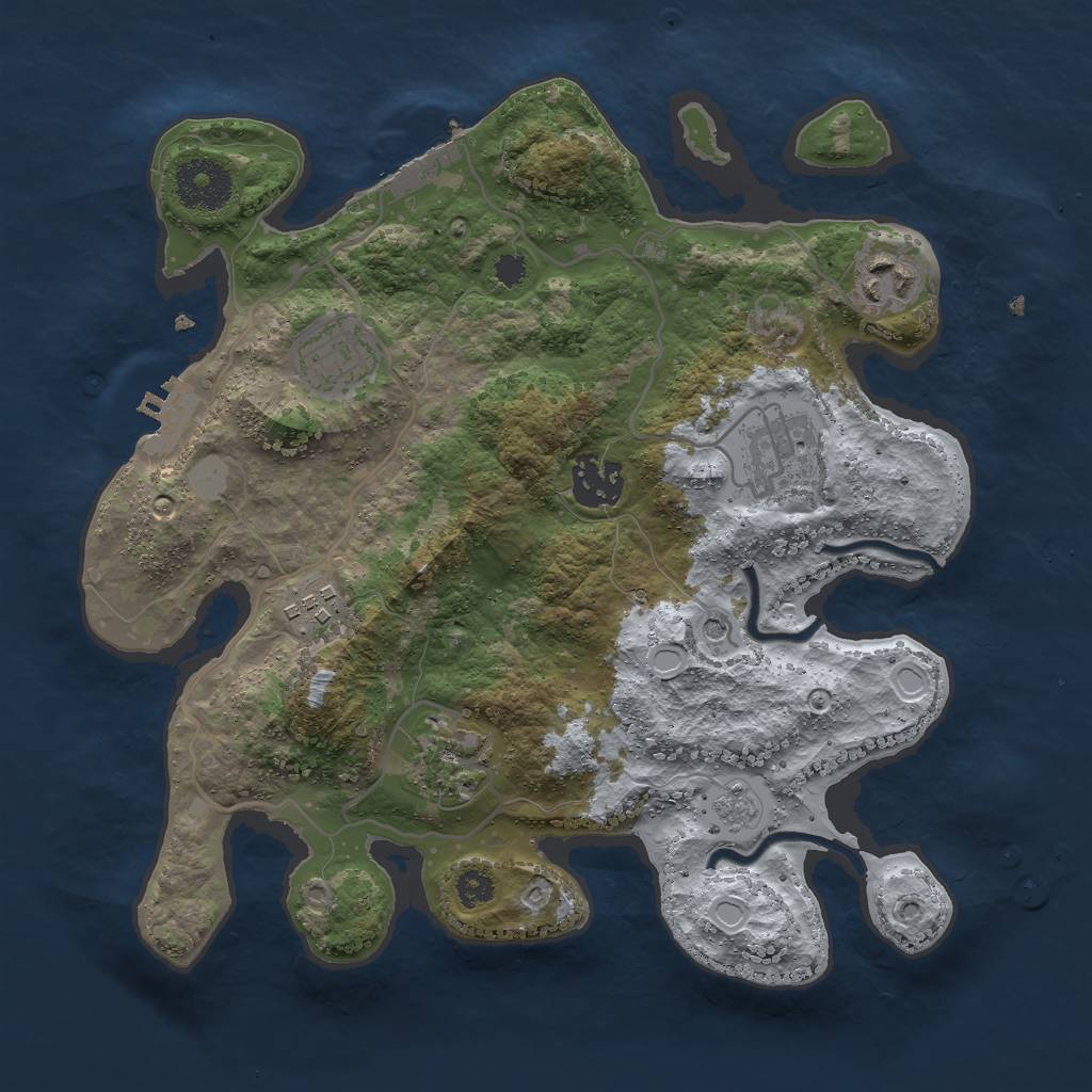Rust Map: Procedural Map, Size: 3000, Seed: 1041736604, 13 Monuments