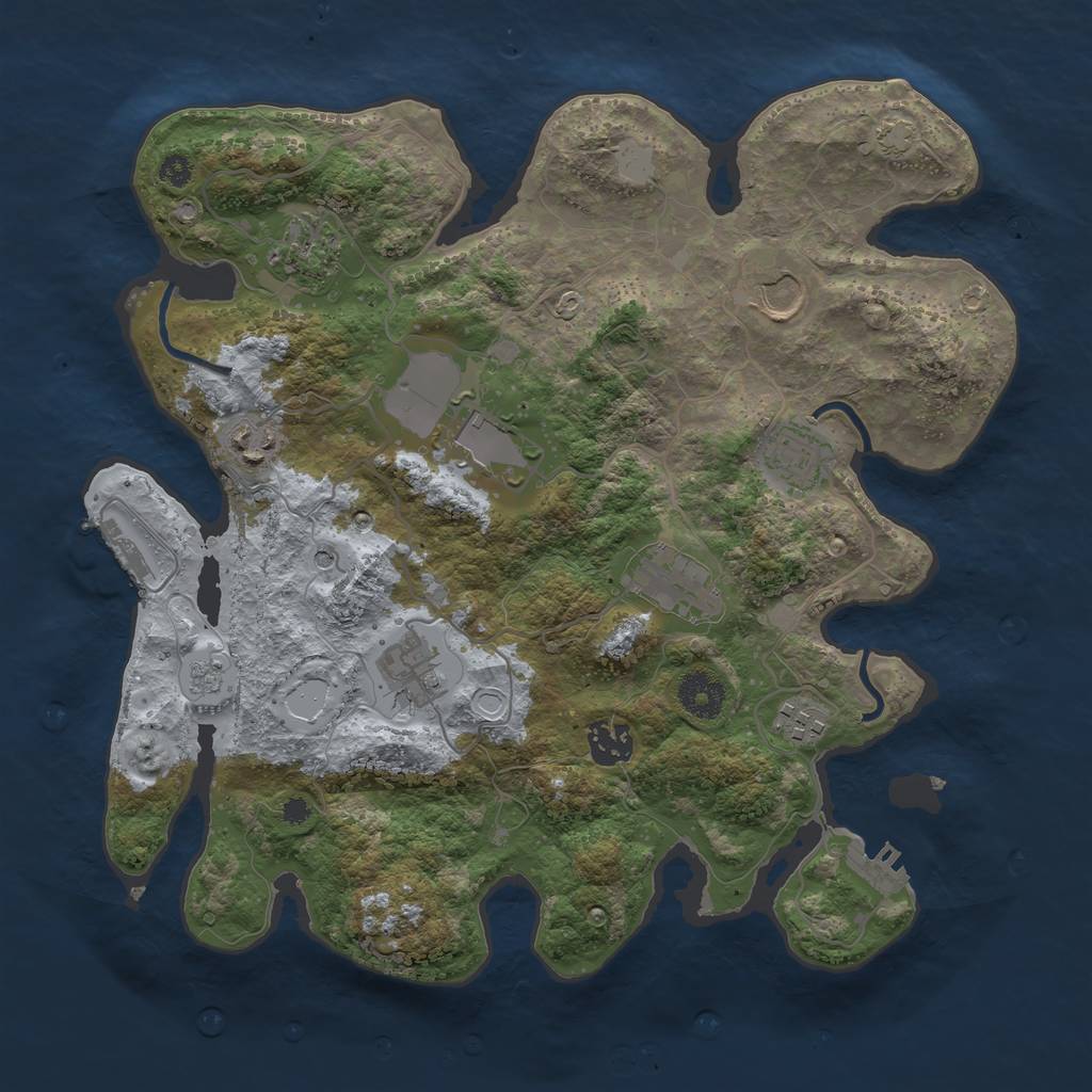 Rust Map: Procedural Map, Size: 3500, Seed: 1945713365, 17 Monuments