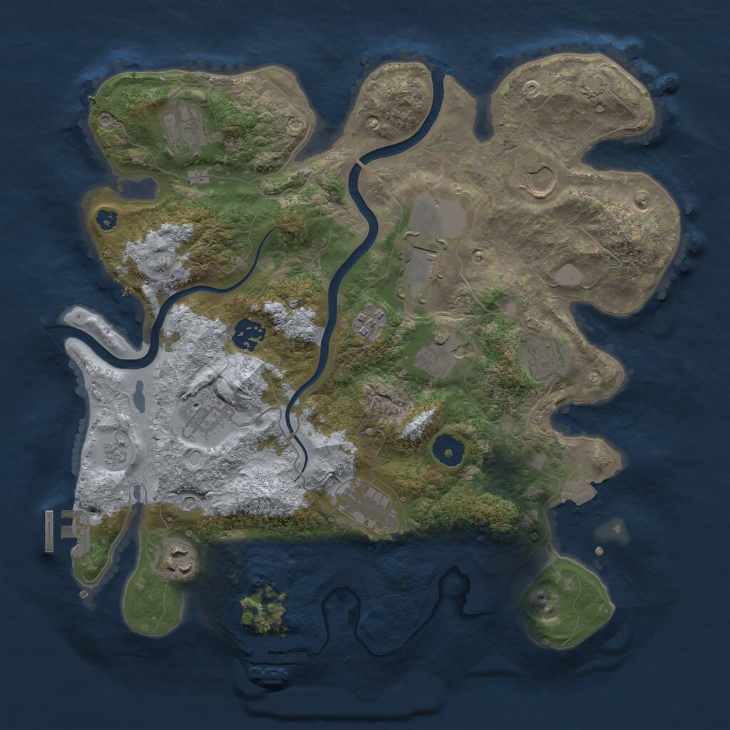 Rust Map: Procedural Map, Size: 3500, Seed: 1945713365, 16 Monuments