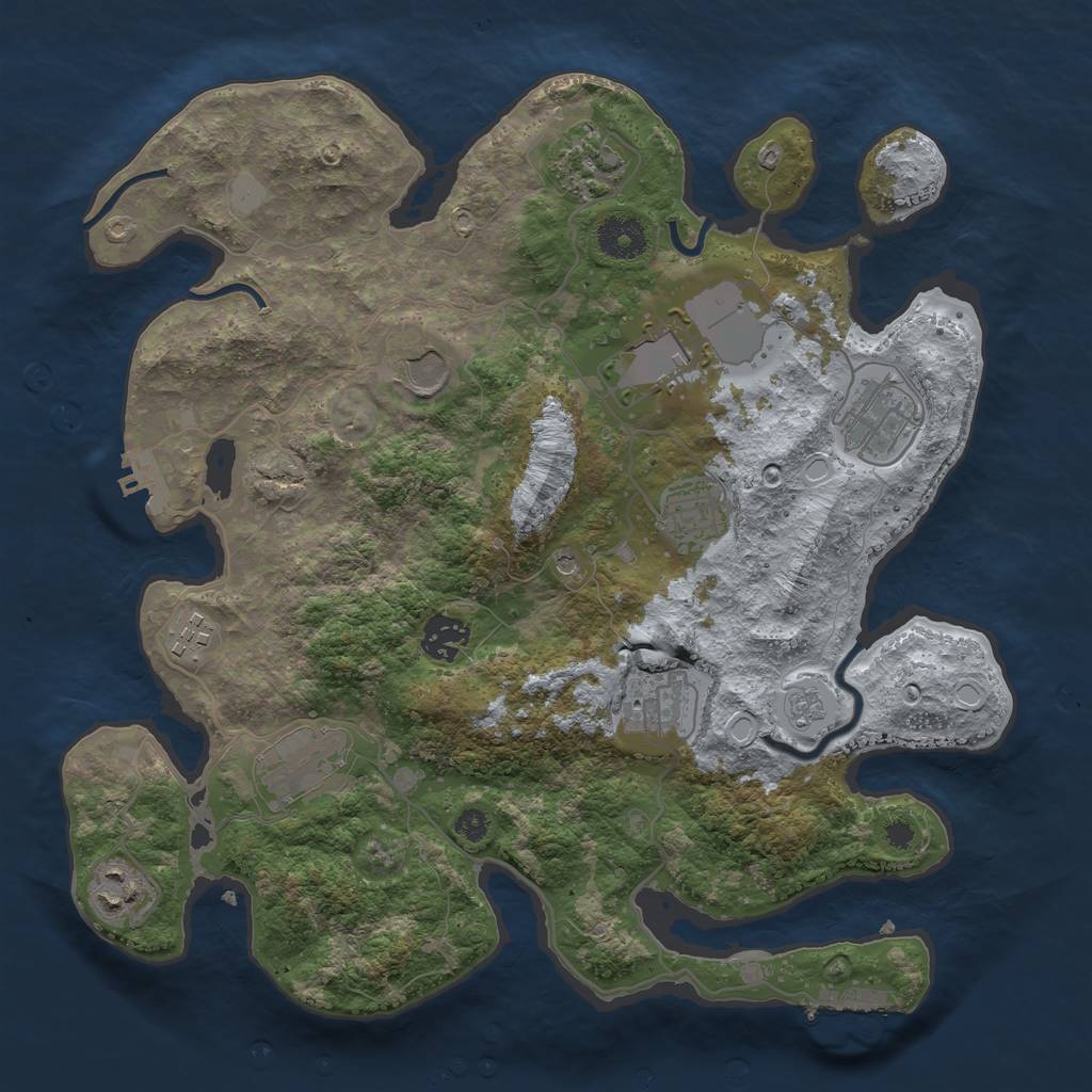 Rust Map: Procedural Map, Size: 3500, Seed: 280981775, 17 Monuments