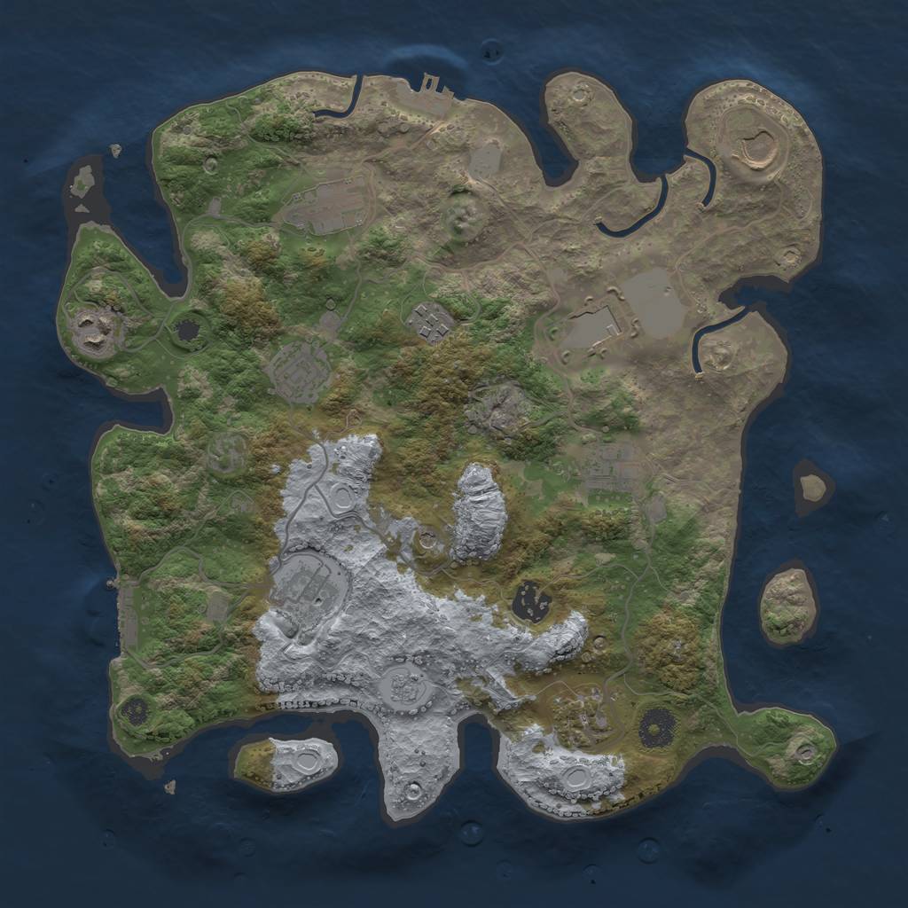 Rust Map: Procedural Map, Size: 3500, Seed: 1468154965, 17 Monuments