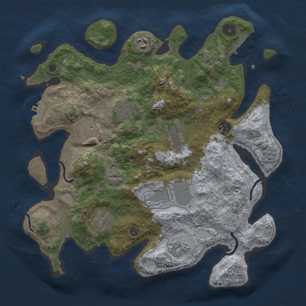 Rust Map: Procedural Map, Size: 3500, Seed: 31848797, 16 Monuments