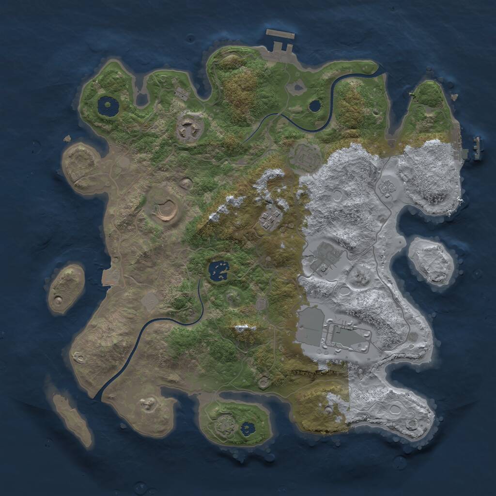 Rust Map: Procedural Map, Size: 3500, Seed: 107454646, 12 Monuments