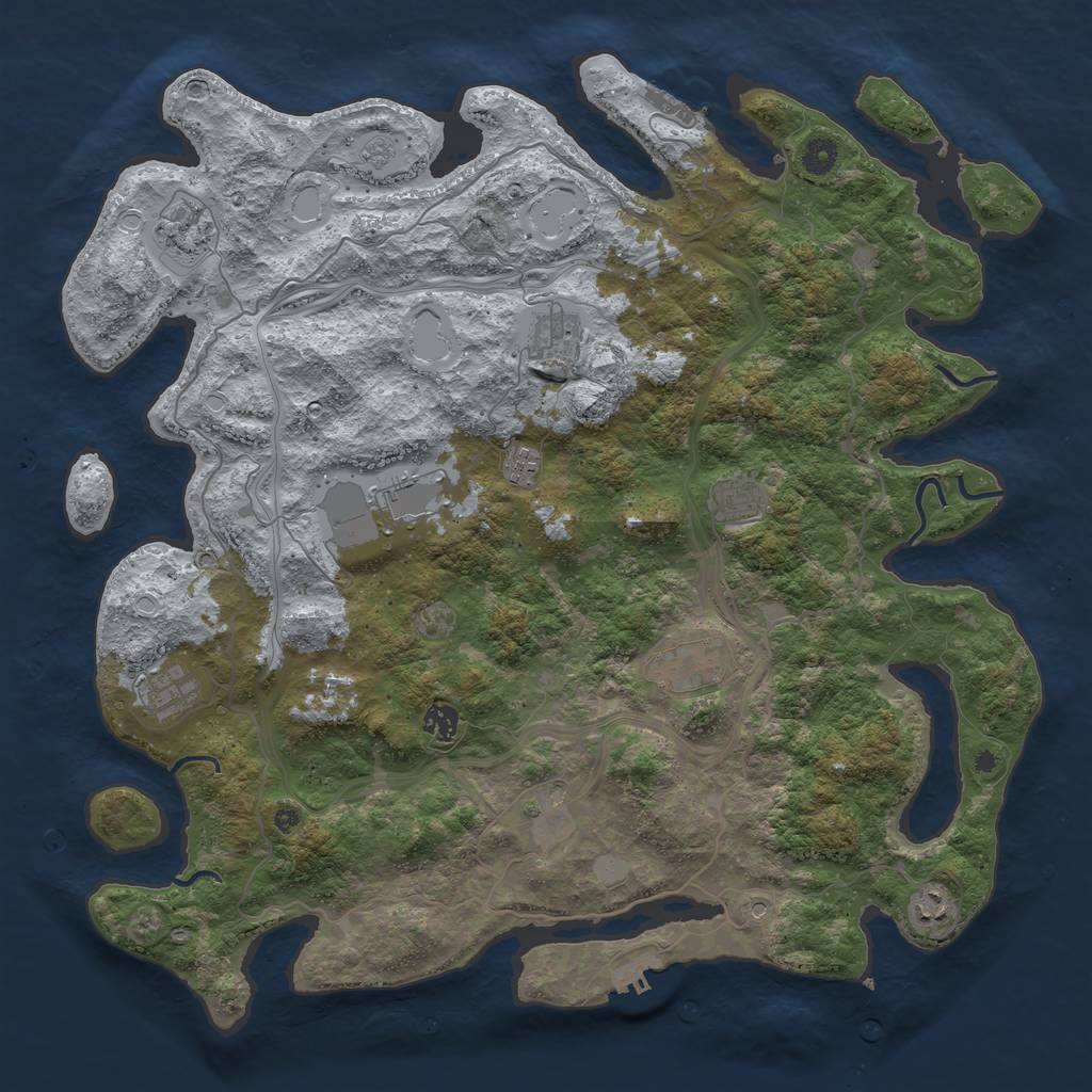 Rust Map: Procedural Map, Size: 4500, Seed: 1961332023, 17 Monuments