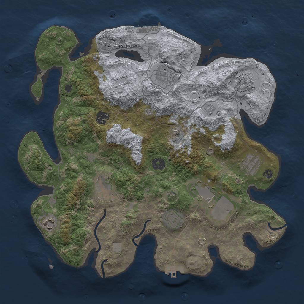 Rust Map: Procedural Map, Size: 3500, Seed: 1235123, 16 Monuments