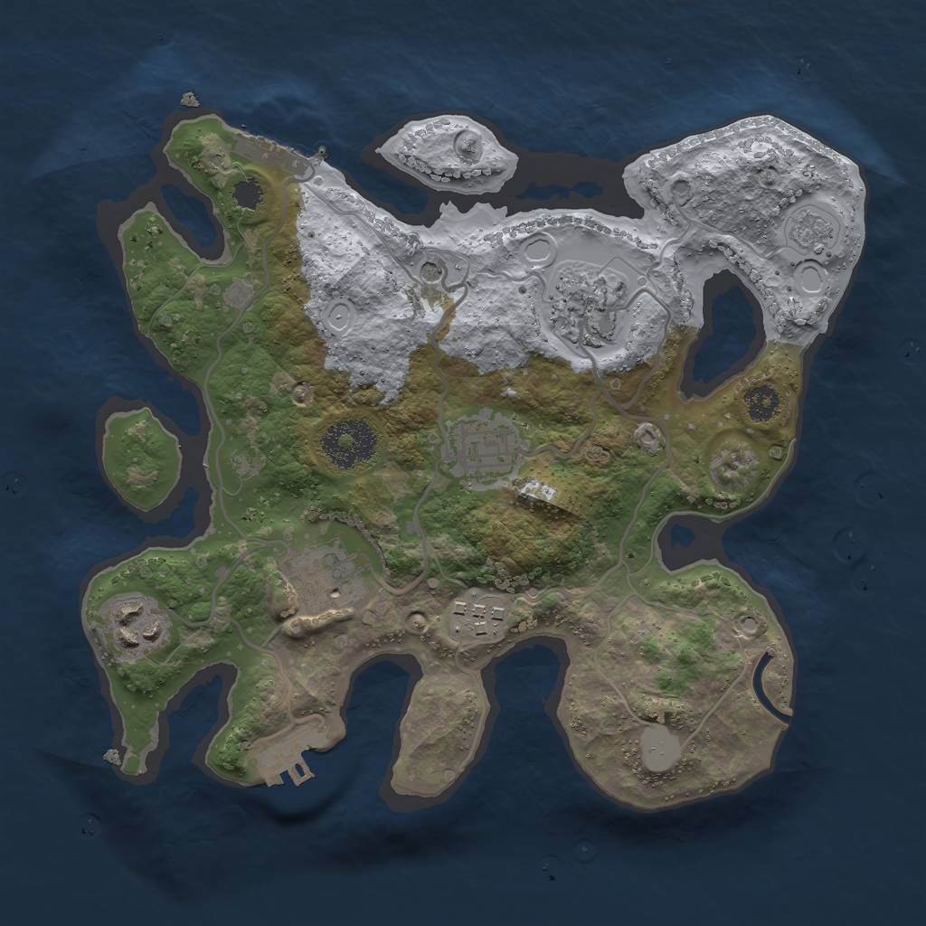 Rust Map: Procedural Map, Size: 2700, Seed: 1233333606, 12 Monuments