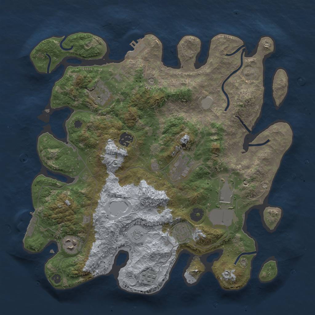 Rust Map: Procedural Map, Size: 3500, Seed: 141174809, 14 Monuments