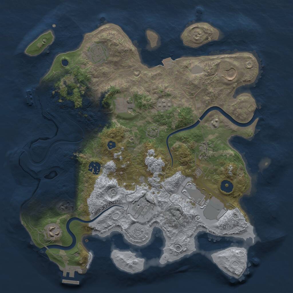 Rust Map: Procedural Map, Size: 3500, Seed: 357938605, 15 Monuments