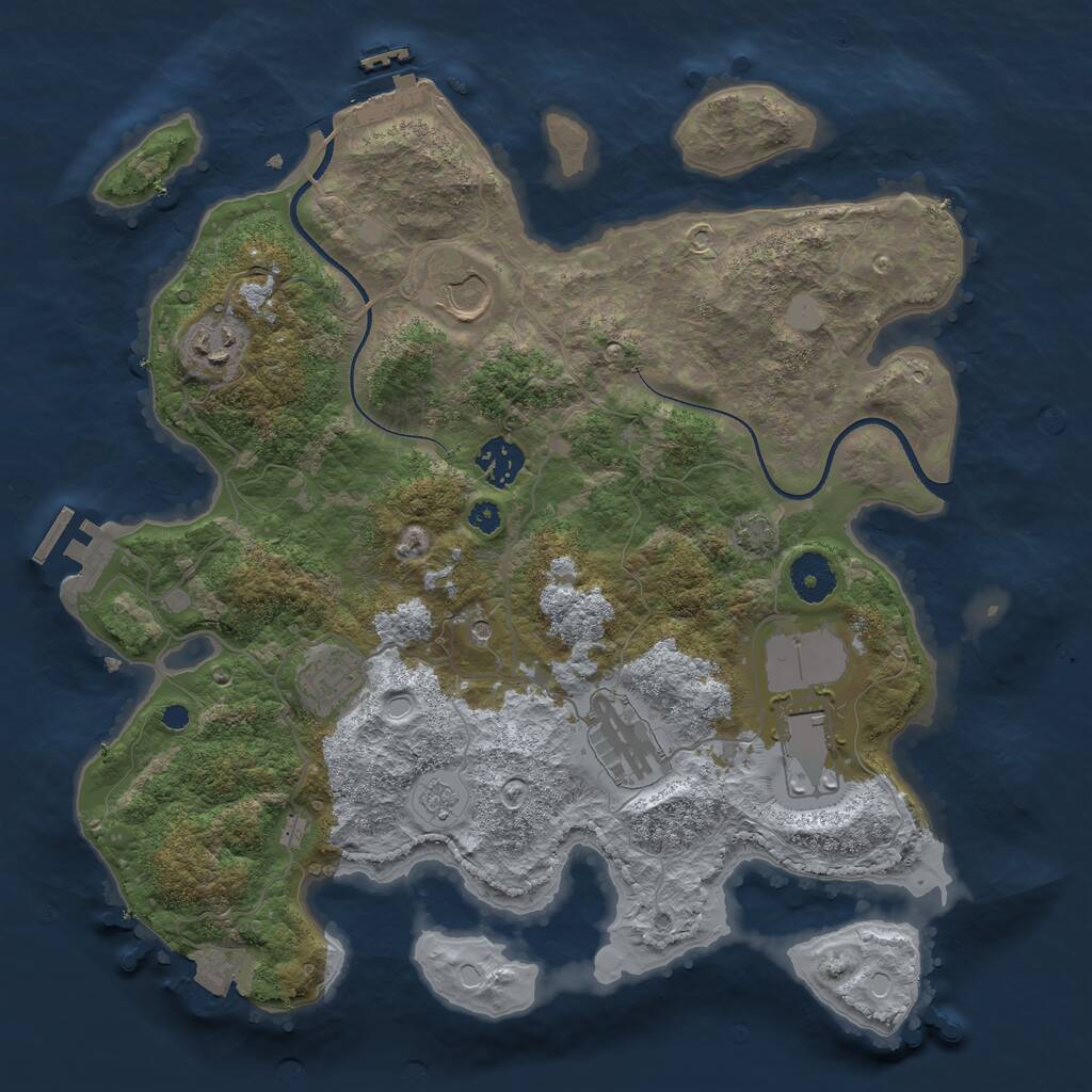 Rust Map: Procedural Map, Size: 3500, Seed: 357938605, 12 Monuments