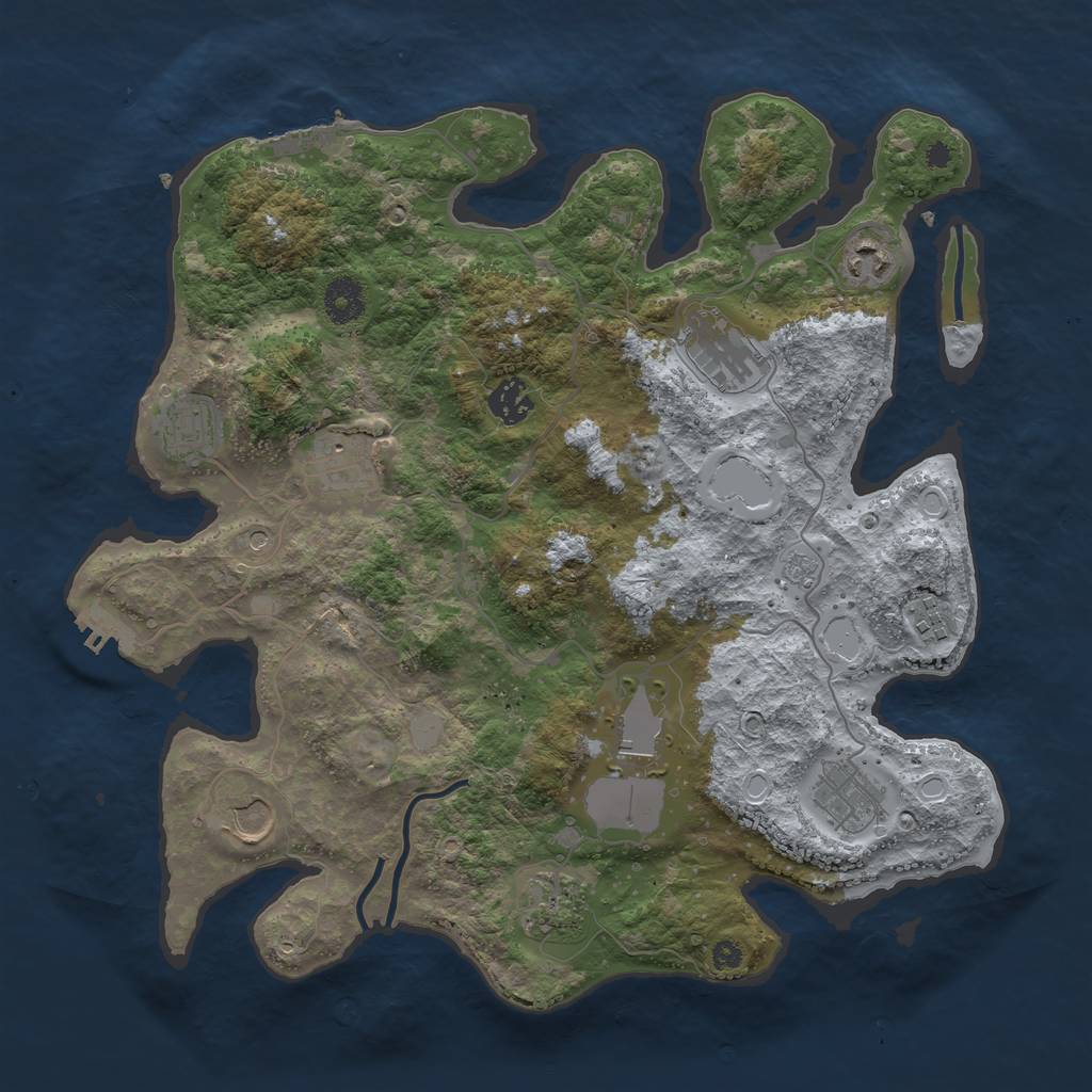 Rust Map: Procedural Map, Size: 3700, Seed: 804852098, 17 Monuments