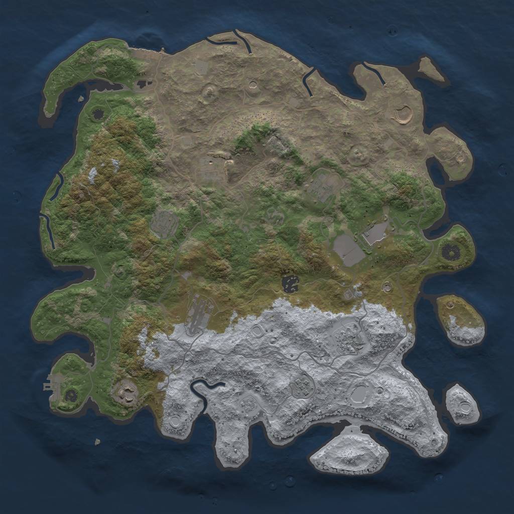 Rust Map: Procedural Map, Size: 4200, Seed: 462685074, 17 Monuments