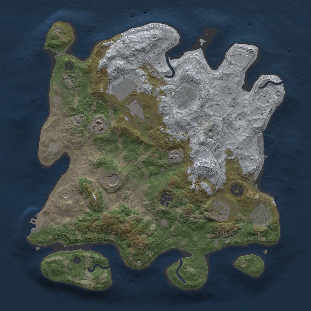 Rust Map: Procedural Map, Size: 3500, Seed: 62254624, 16 Monuments