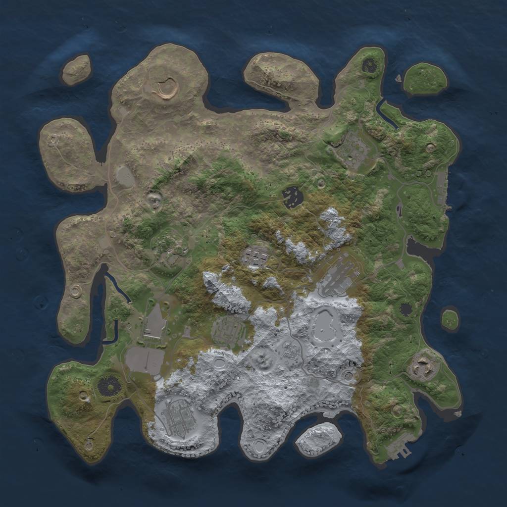 Rust Map: Procedural Map, Size: 3500, Seed: 439097967, 17 Monuments