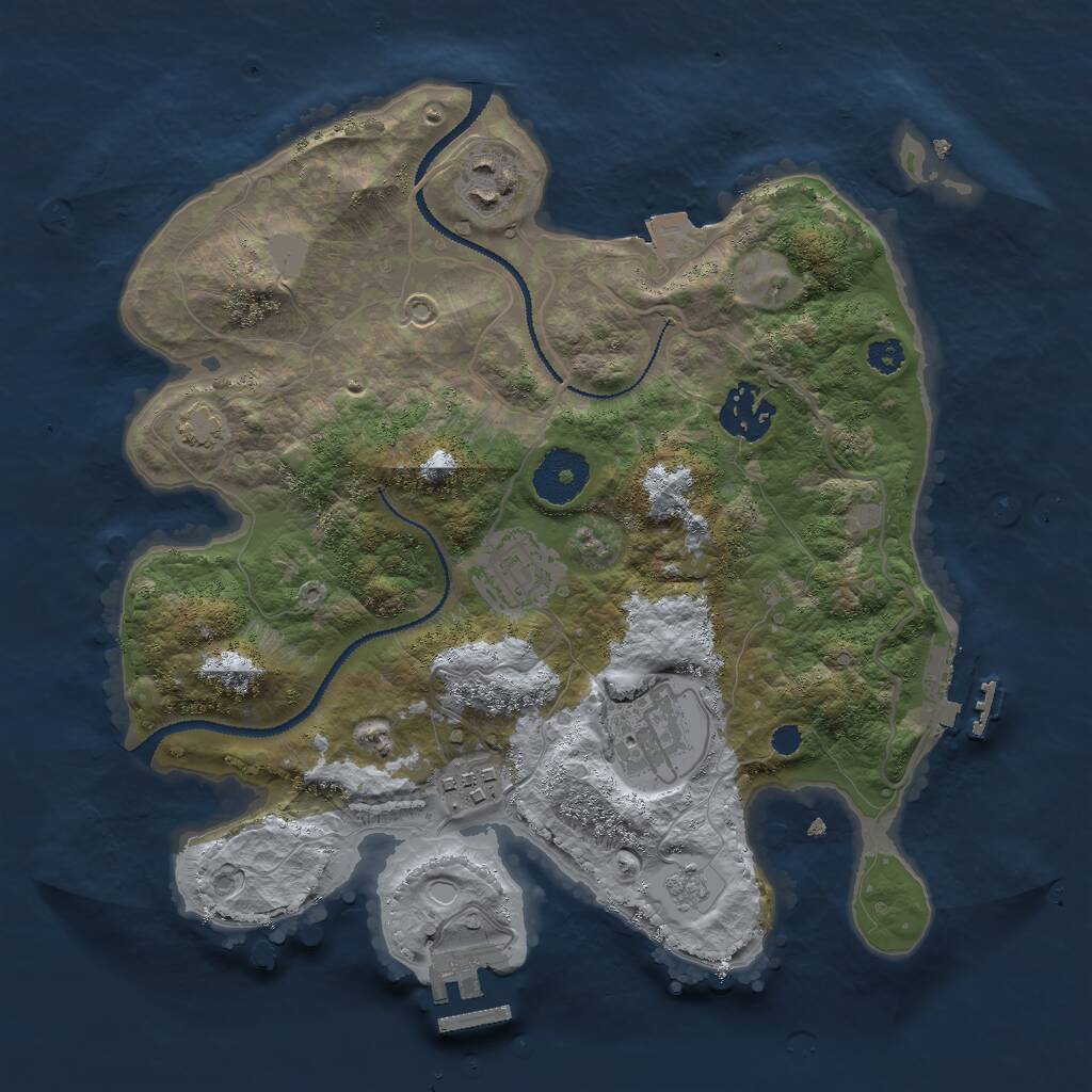 Rust Map: Procedural Map, Size: 3000, Seed: 1175130280, 10 Monuments