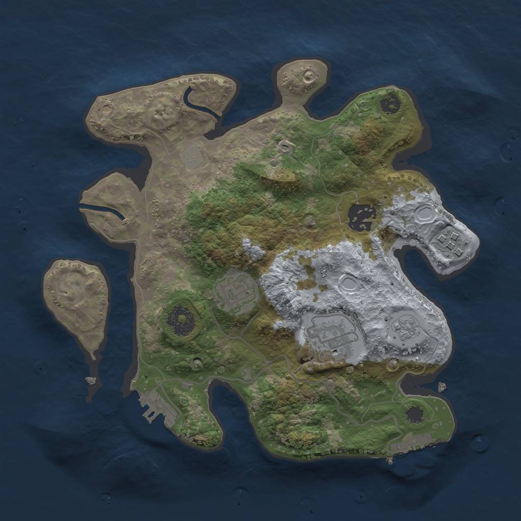 Rust Map: Procedural Map, Size: 2700, Seed: 1263990072, 10 Monuments