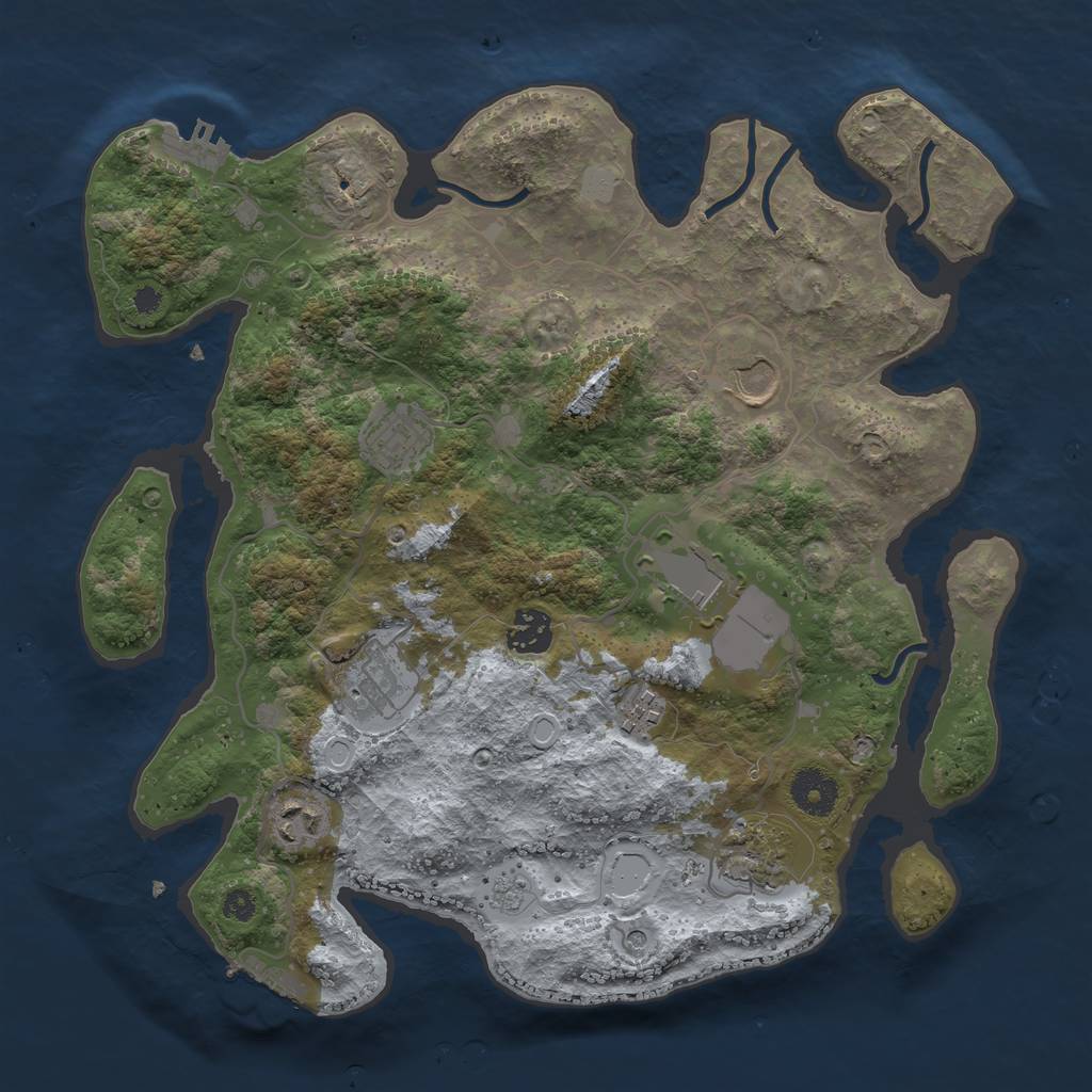 Rust Map: Procedural Map, Size: 3500, Seed: 83199356, 15 Monuments