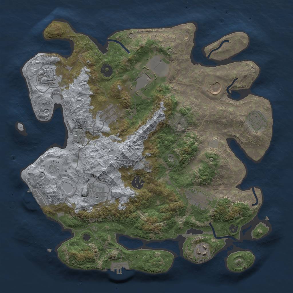 Rust Map: Procedural Map, Size: 3500, Seed: 66250829, 17 Monuments