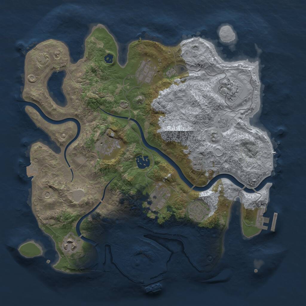 Rust Map: Procedural Map, Size: 3300, Seed: 3300568, 14 Monuments