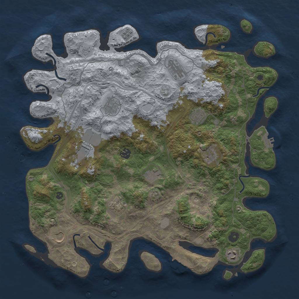 Rust Map: Procedural Map, Size: 4250, Seed: 1055385075, 18 Monuments