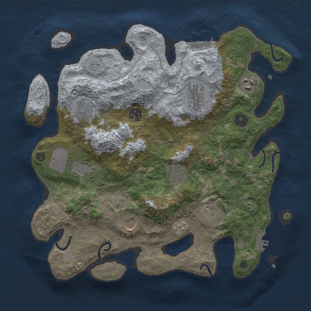 Rust Map: Procedural Map, Size: 3500, Seed: 465935617, 16 Monuments