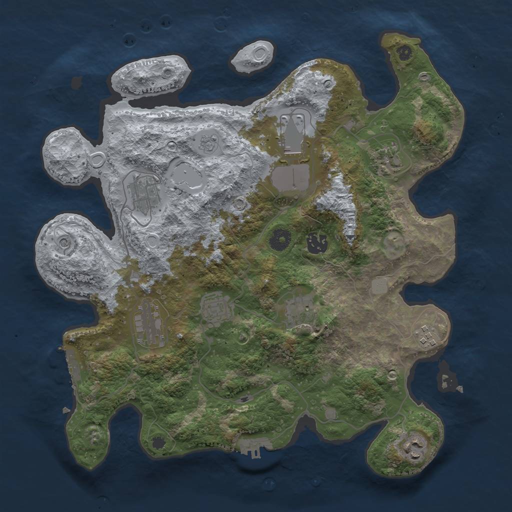 Rust Map: Procedural Map, Size: 3500, Seed: 54826395, 16 Monuments