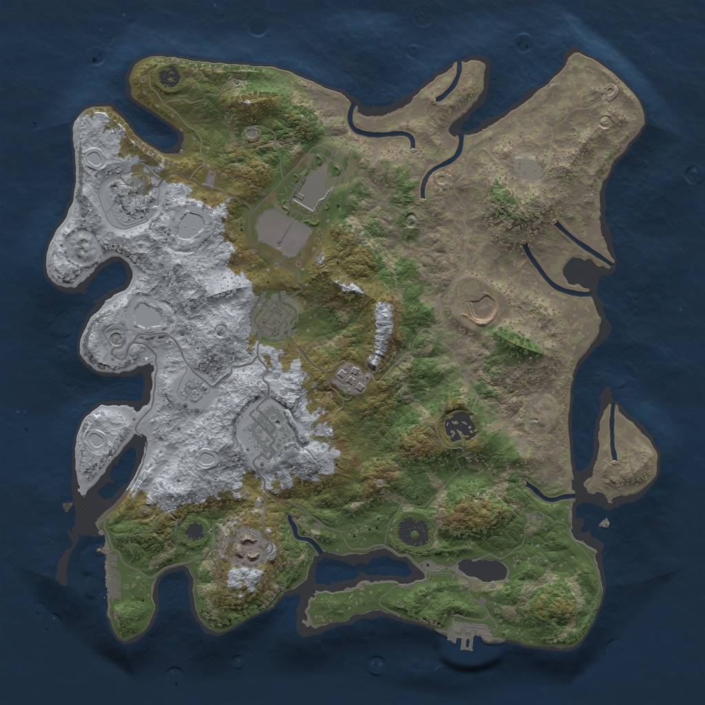Rust Map: Procedural Map, Size: 3500, Seed: 14039875, 15 Monuments
