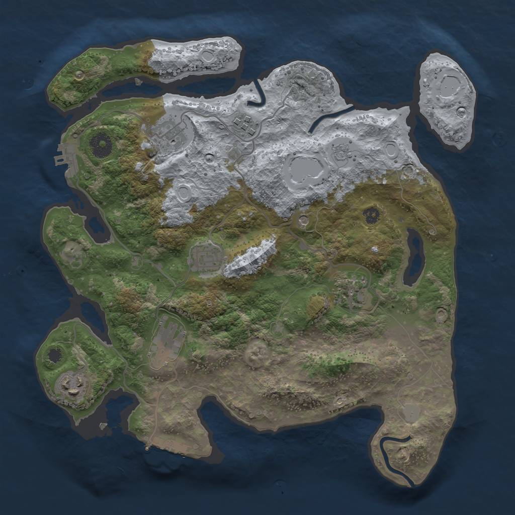 Rust Map: Procedural Map, Size: 3250, Seed: 389338657, 13 Monuments