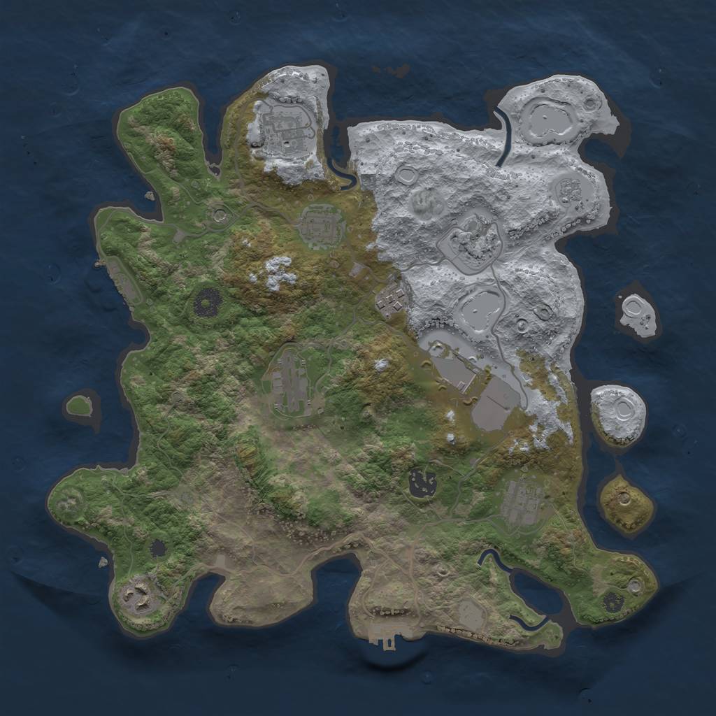 Rust Map: Procedural Map, Size: 3600, Seed: 2052506212, 16 Monuments