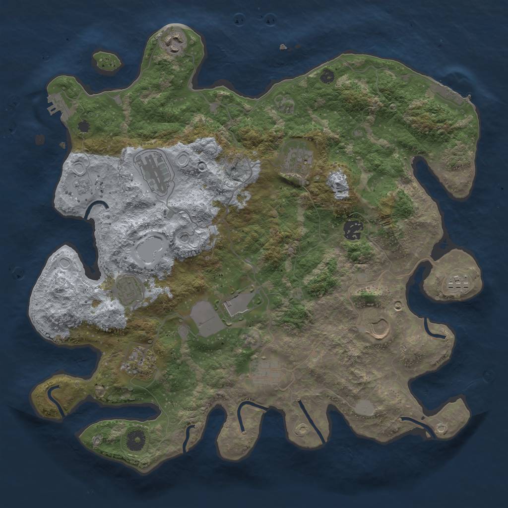 Rust Map: Procedural Map, Size: 3750, Seed: 501, 17 Monuments