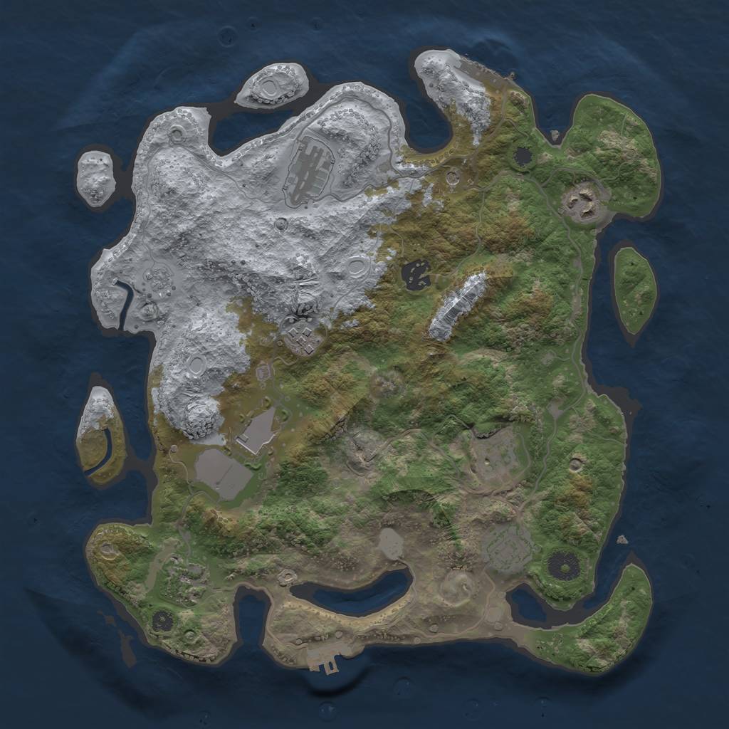 Rust Map: Procedural Map, Size: 3500, Seed: 729813929, 15 Monuments