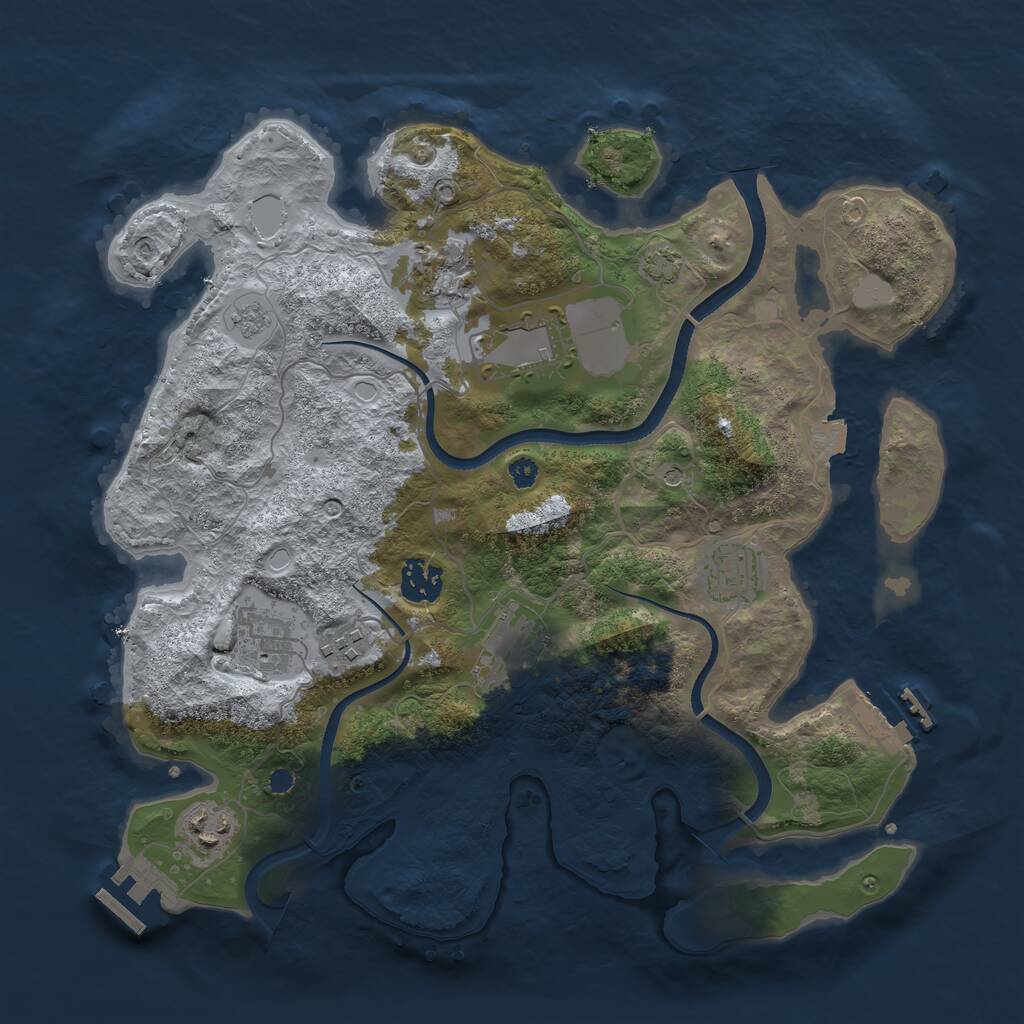 Rust Map: Procedural Map, Size: 3500, Seed: 408914819, 14 Monuments