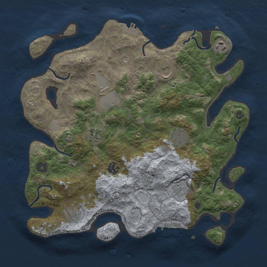 Rust Map: Procedural Map, Size: 3500, Seed: 24255246, 16 Monuments
