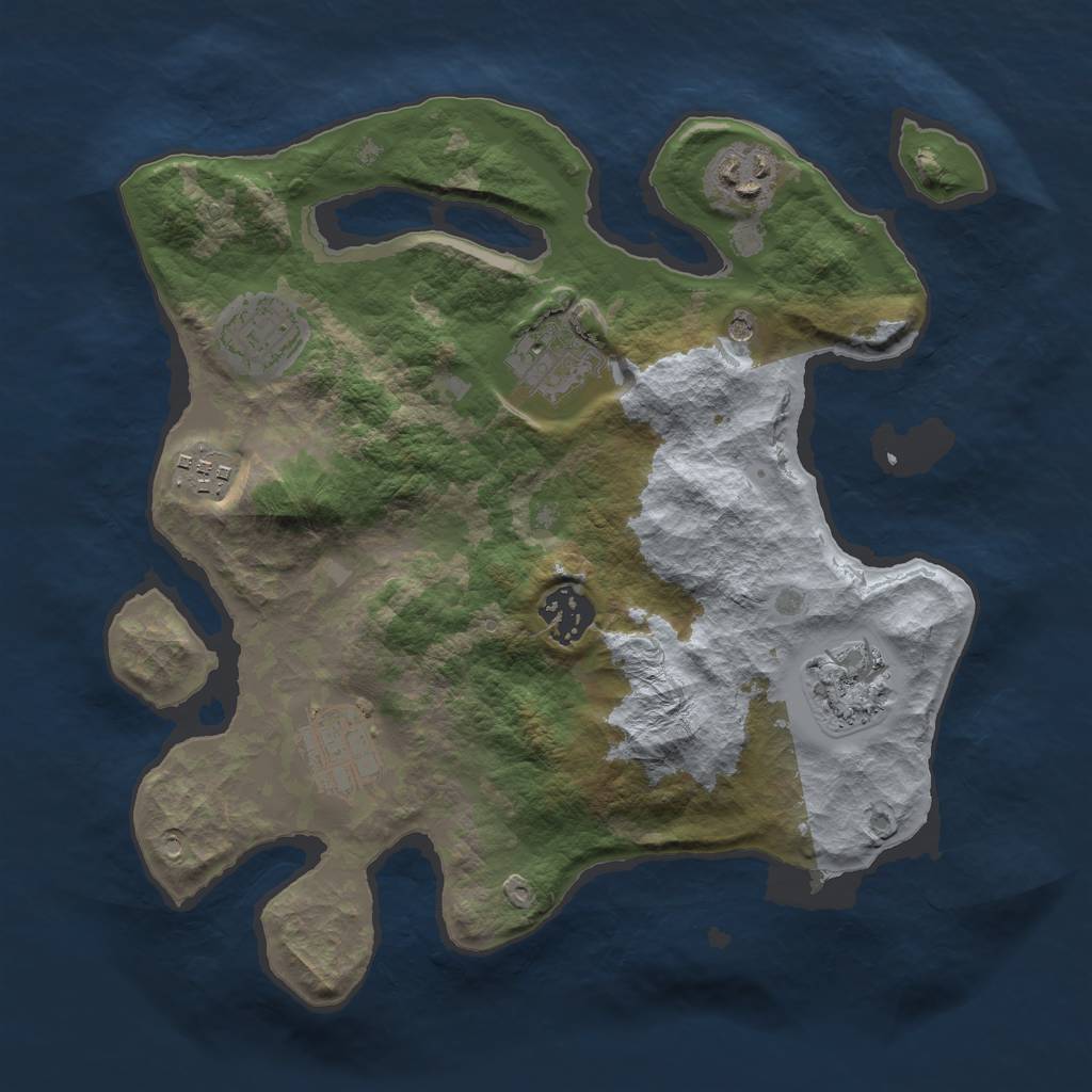 Rust Map: Barren, Size: 3000, Seed: 871193356, 10 Monuments