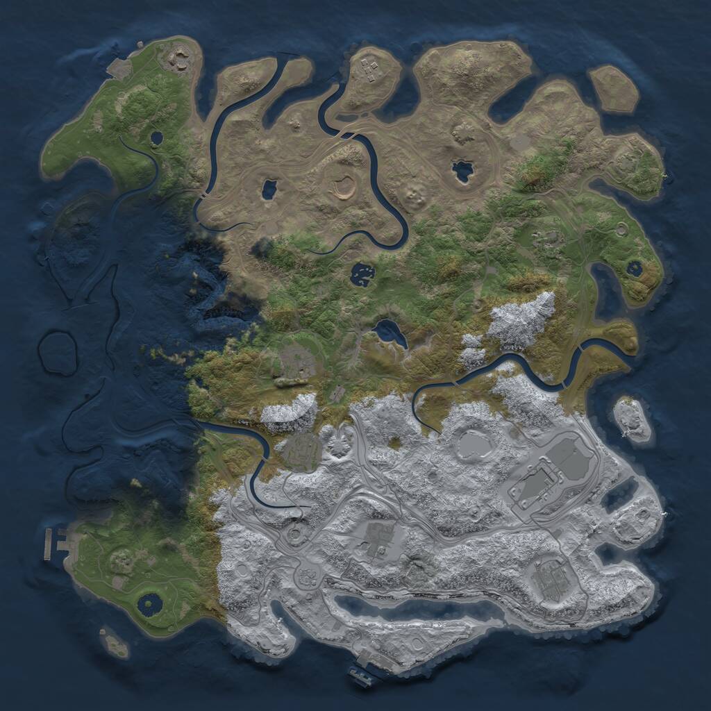 Rust Map: Procedural Map, Size: 4500, Seed: 1101715012, 16 Monuments
