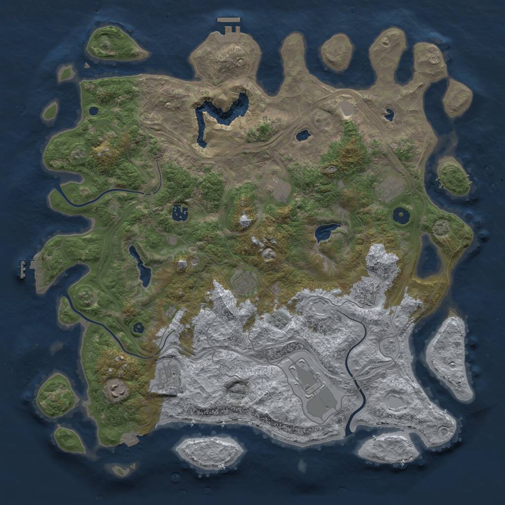 Rust Map: Procedural Map, Size: 4500, Seed: 492288505, 15 Monuments