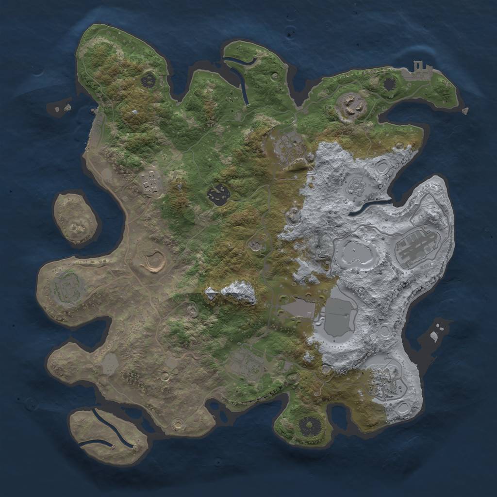 Rust Map: Procedural Map, Size: 3500, Seed: 701731779, 17 Monuments