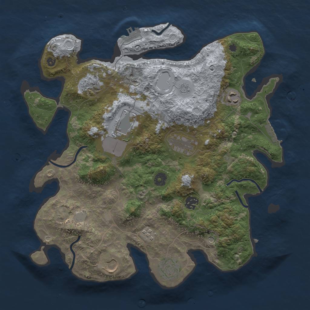 Rust Map: Procedural Map, Size: 3500, Seed: 27388, 15 Monuments