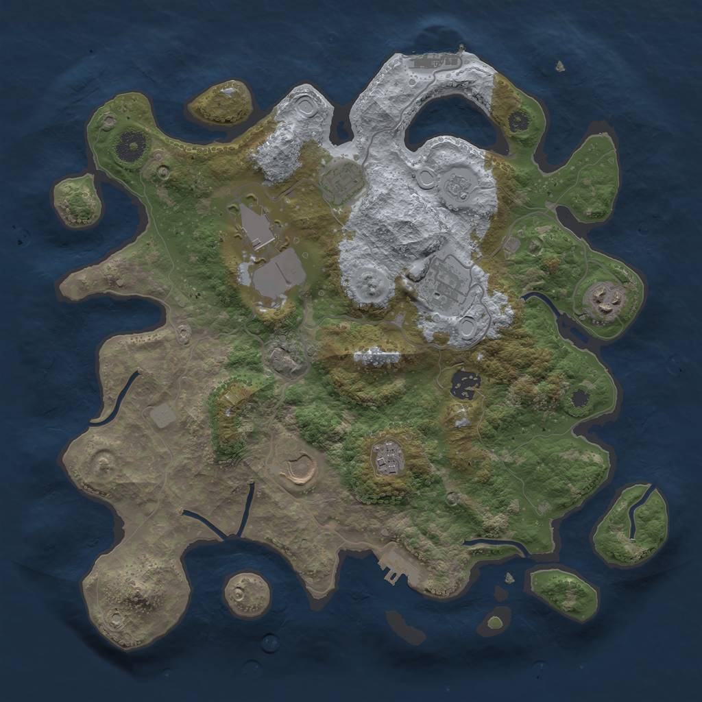 Rust Map: Procedural Map, Size: 3500, Seed: 3204890, 13 Monuments